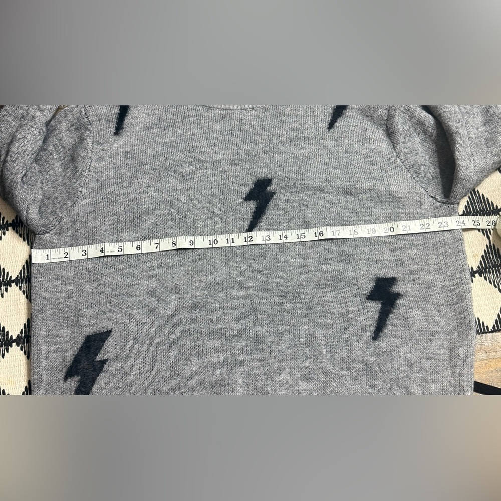 THML Heather Gray Sweater with Black Bolt Design - Picture 5 of 5